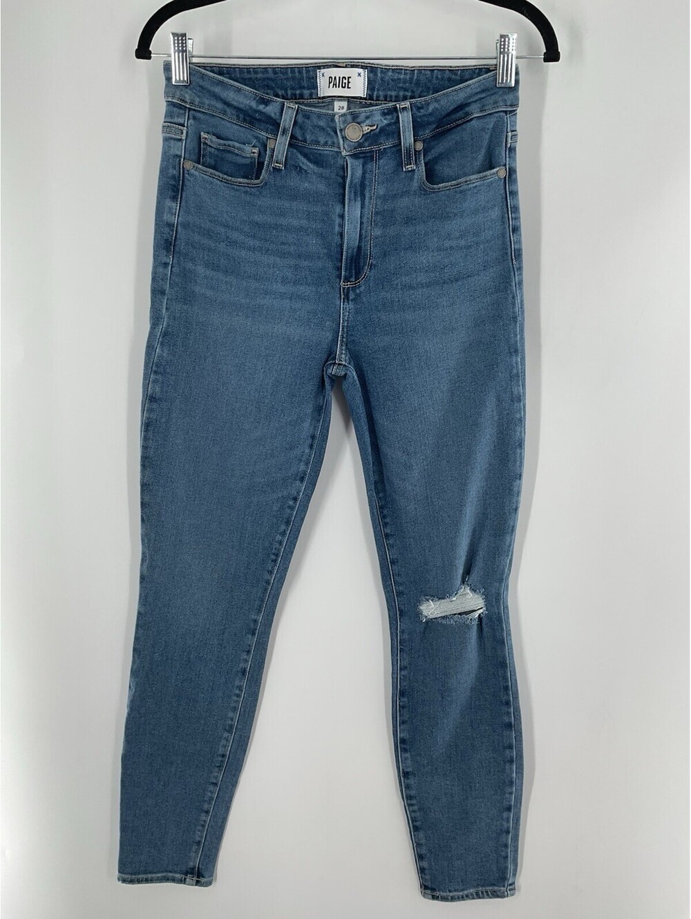 Paige Women’s Size 28 Distressed Hoxton Ankle Jeans Blue 008